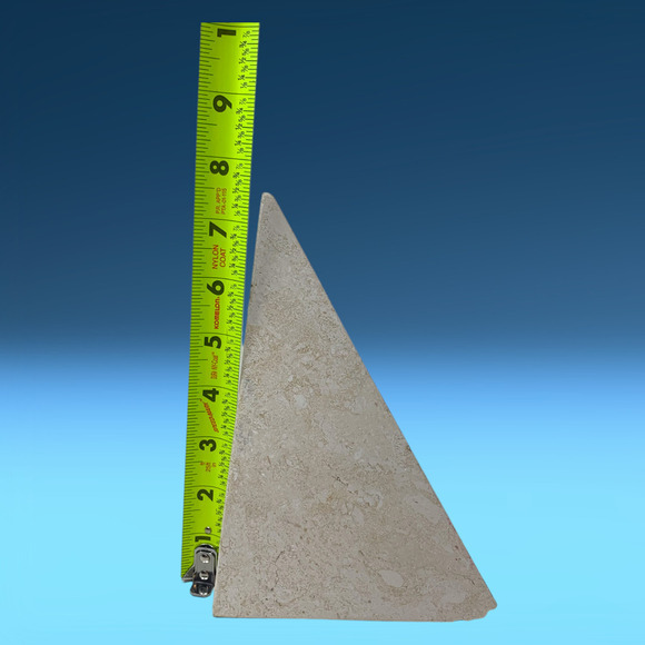 Vintage Natural Marble Modernist Bookend Triangle Beige Mid Century 8" READ - Picture 6 of 9